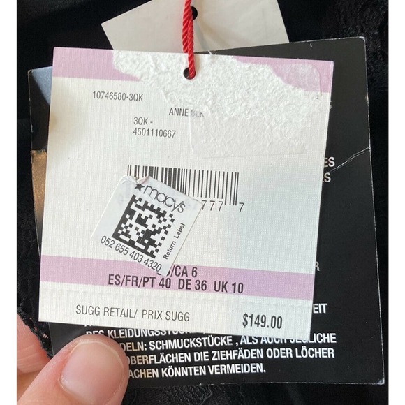 NWT ANN KLEIN Black Lace Long Sleeve Dress Size 6 - Picture 4 of 9